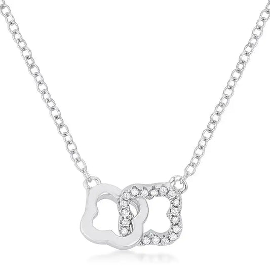 .21 Ct Rhodium Necklace with Floral Links - Necklaces