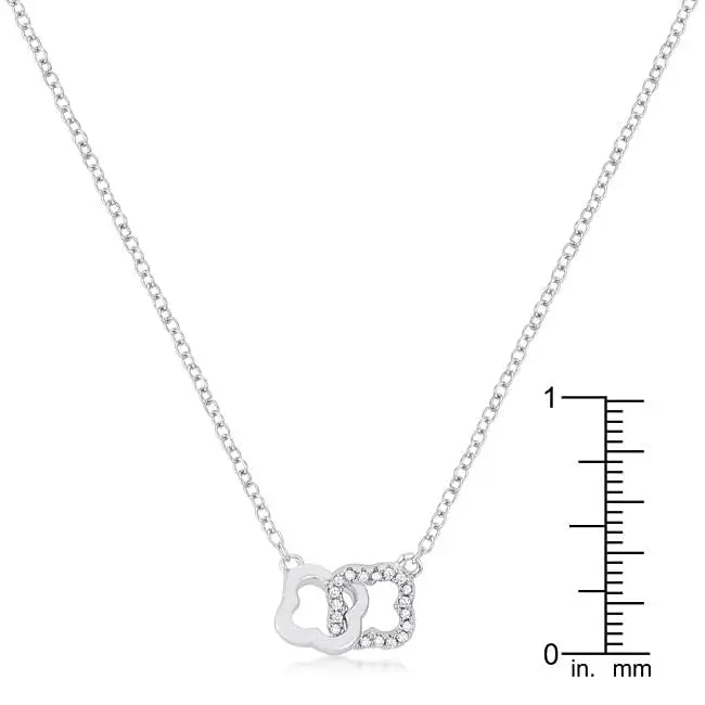 .21 Ct Rhodium Necklace with Floral Links - Necklaces
