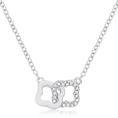.21 Ct Rhodium Necklace with Floral Links - Necklaces