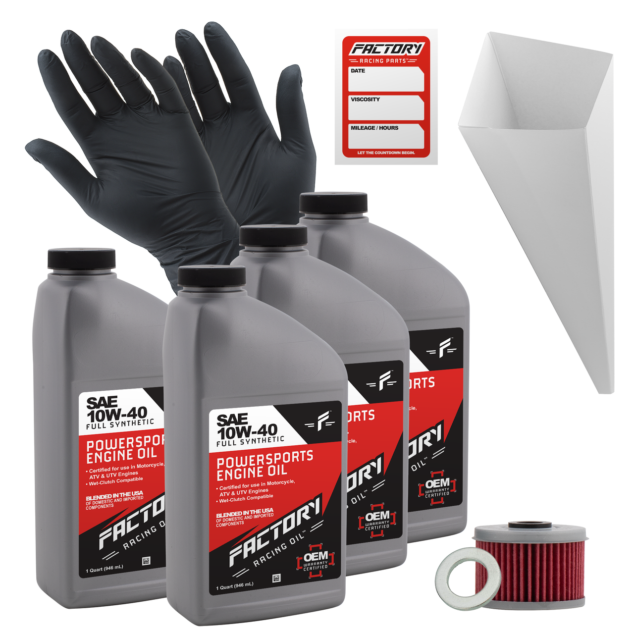 10W-40 4 Quart Oil Change Kit For Honda TRX500FE, TRX500FM, TRX520FE, TRX520FM, TRX520FM, SXS500M