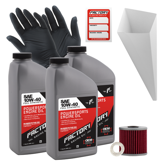 10W-40 Full Synthetic 3 Quart Oil Change Kit For Kawasaki KLR250, KL600, KLX650, KLX650R