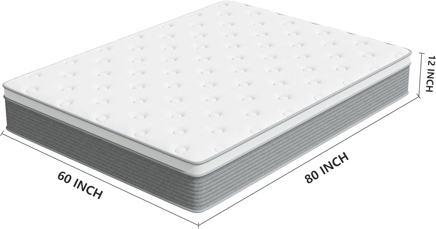 12 Inch Queen Mattress with Memory Foam and Springs-1