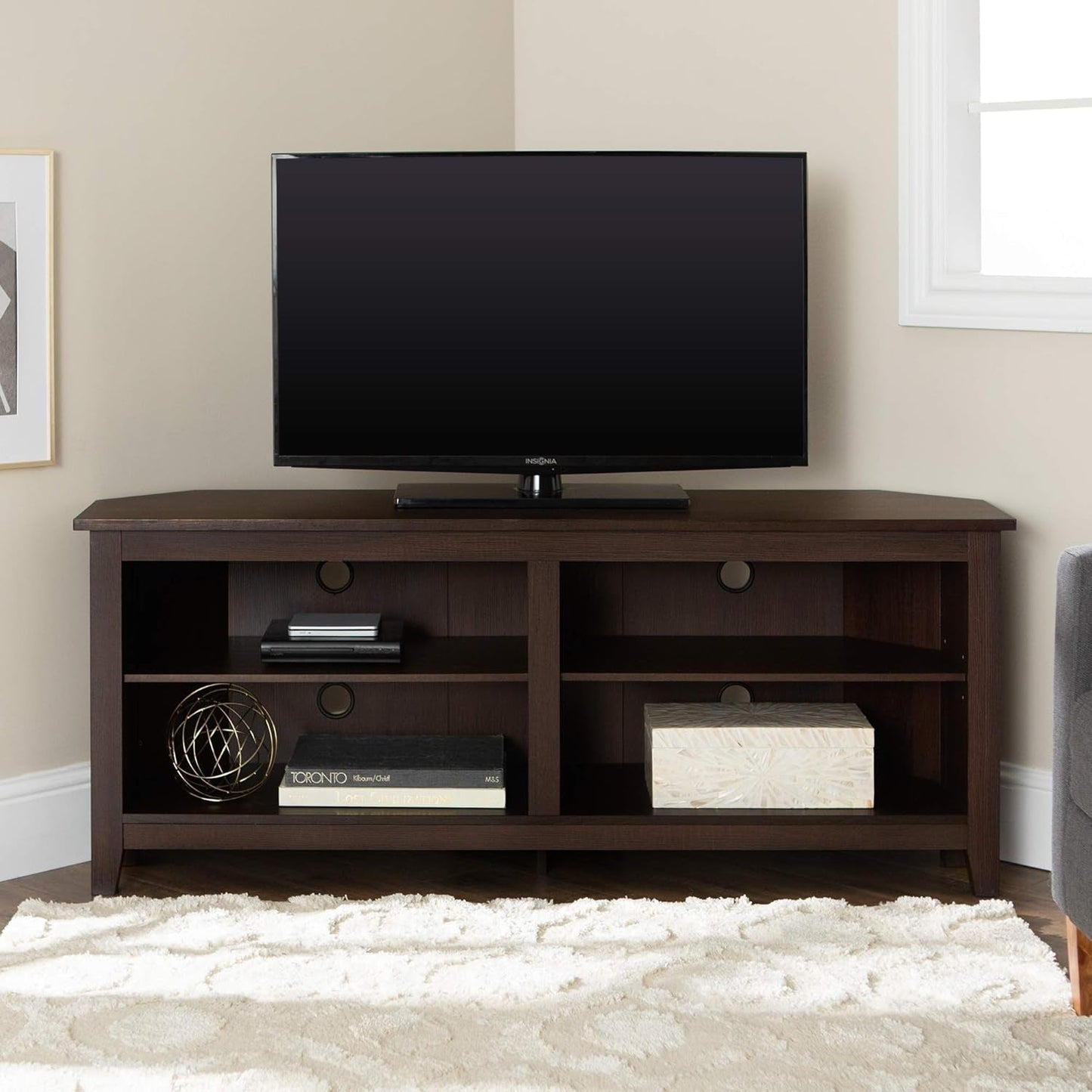 Maxwell Classic 2 Shelf Corner TV Stand for Tvs up to 65 Inches, 58 Inch, Espresso-3