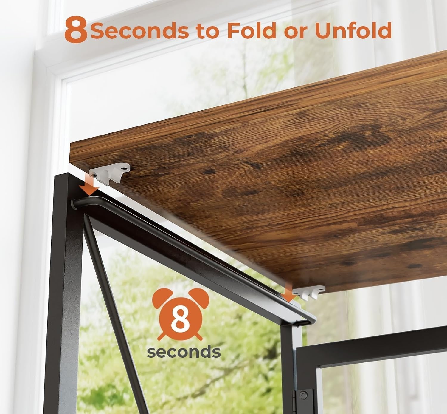 Small 39" Folding Desk No Assembly Vintage Brown-4