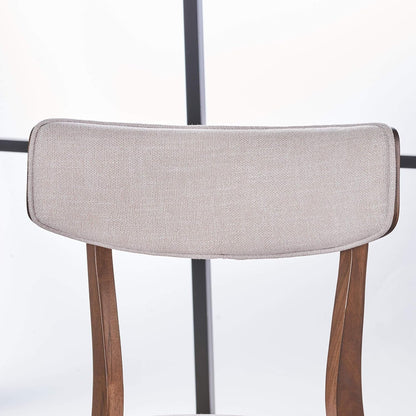 Mid-Century Walnut Finished Frame Dining Chairs (Set of 2) (Light Beige)-3