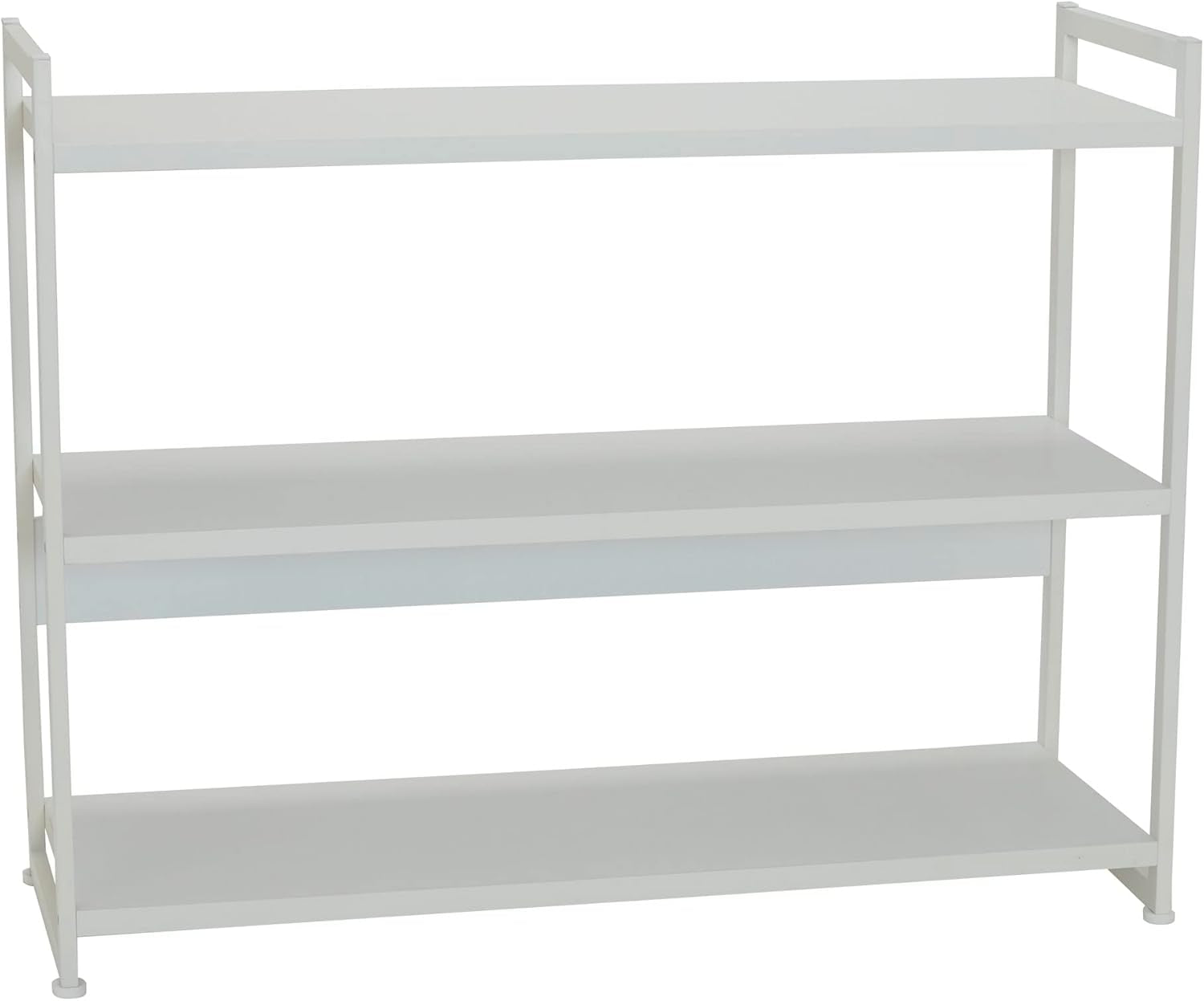 Jamestown Wide 3 Shelf Open Storage Bookshelf Scandinavian White and White Metal-0