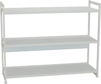Jamestown Wide 3 Shelf Open Storage Bookshelf Scandinavian White and White Metal-0