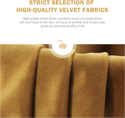 Gold Velvet Dining Room Chairs, Tufted, Ring Pull Trim-3