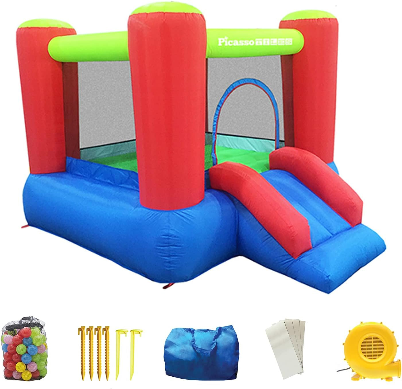 8x7 Junior Inflatable Bouncer Slide with 50 Balls-1