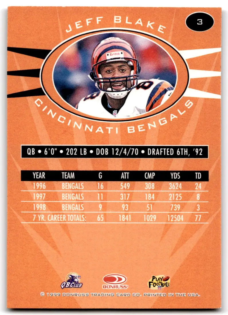1999 Donruss Preferred QBC Jeff Blake Cincinnati Bengals #3