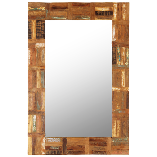vidaXL Decorative Mirror Wall Mirror Bathroom Mirror Solid Reclaimed Wood-0