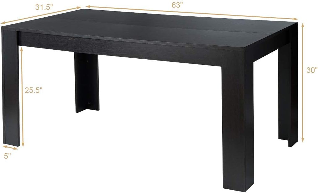 Dining Table for 6, Wood Rectangular Table, 63" L X 31.5" W X 30" H Large Farmhouse Center Table, Home Furniture Kitchen Table, Modern Dining Room Table, Supporting for 330LBS, Black-2