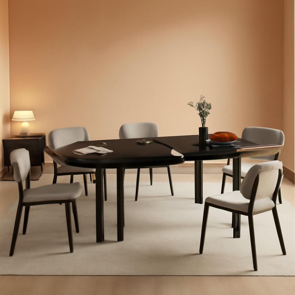Black Modern Extendable Dining Table 63 Inch 4 To 6-0