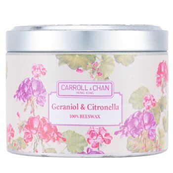 100% Beeswax Tin Candle - Geraniol & Citronella - (8x6) cm