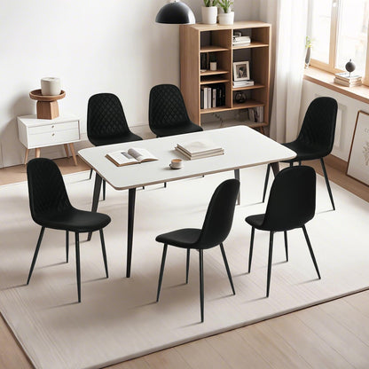 Modern Black Dining Chairs Set of 2, PU Leather Dining Room Chairs Upholstered Accent Chairs with Metal Legs for Kitchen, Living Room, Black-3