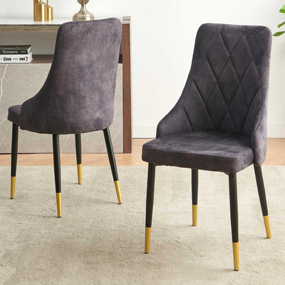 Upholstered Velvet Dining Chair Set of 4, Smoky Gray Armless Side Chair with Metal Legs for Home Kitchen-3