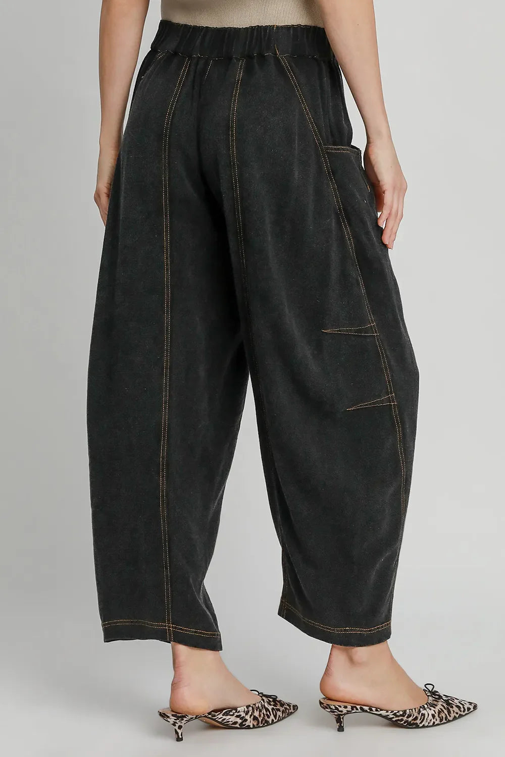 Umgee Elastic Waist Baggy Fit Pants with Pockets