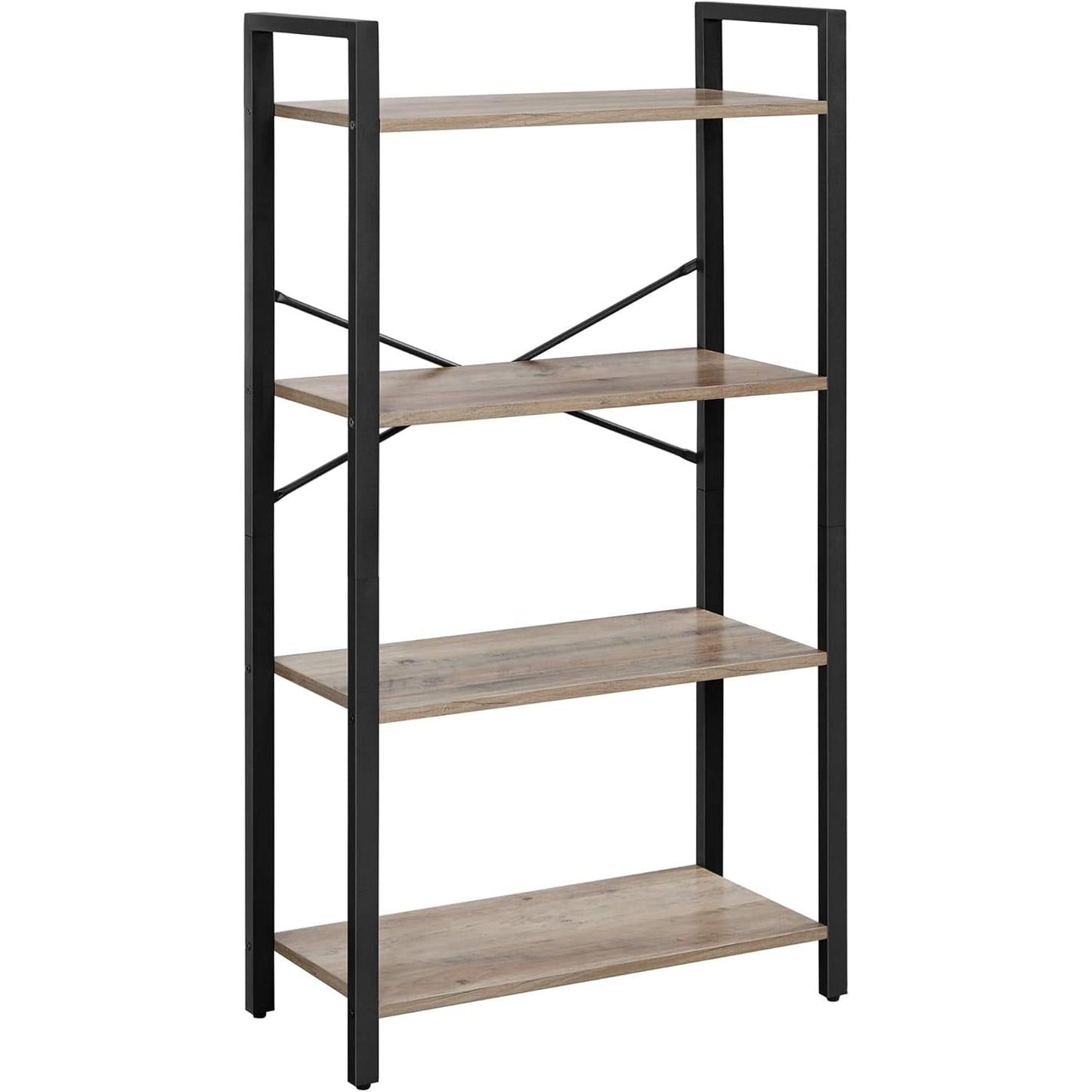 4-Tier Tall Bookshelf, Bookcase with Steel Frame, Book Shelf for Living Room, Home Office, Study, 11.8 X 25.9 X 47.2 Inches, Industrial Style, Greige and Black ULLS060B02-0