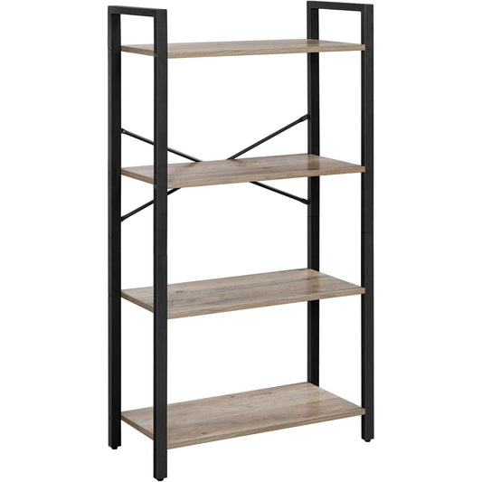4-Tier Tall Bookshelf, Bookcase with Steel Frame, Book Shelf for Living Room, Home Office, Study, 11.8 X 25.9 X 47.2 Inches, Industrial Style, Greige and Black ULLS060B02-0