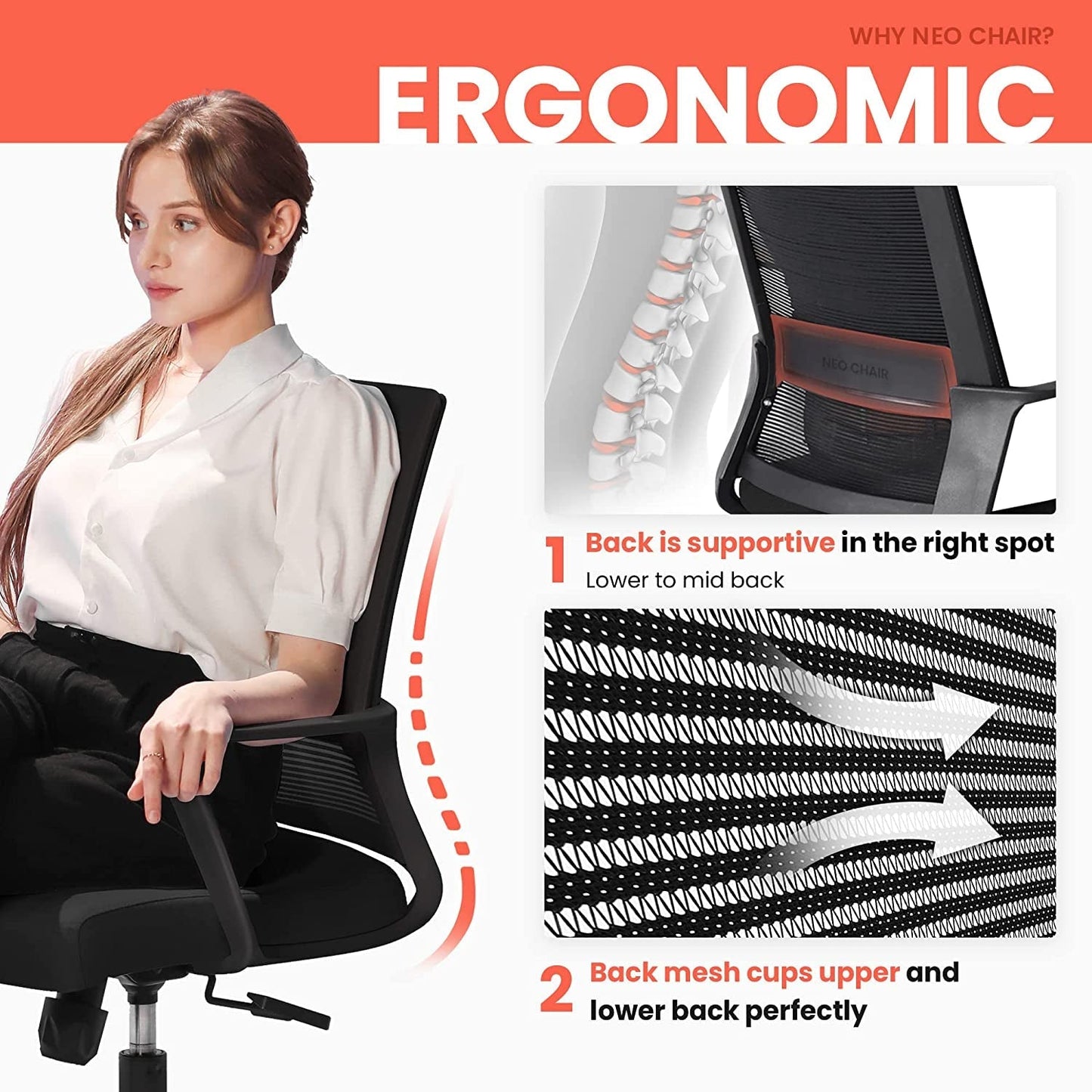 Ergonomic Swivel Chair with Adjustable Lumbar Support-4