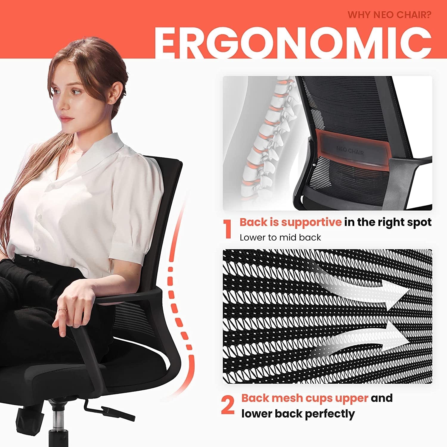 Ergonomic Swivel Chair with Adjustable Lumbar Support-4