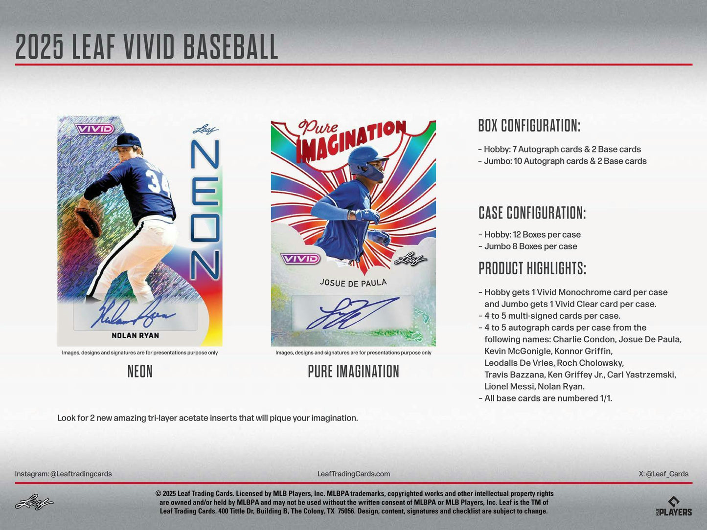 2025 Leaf Vivid Baseball Hobby Jumbo Box | Columbia Sports Cards