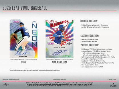 2025 Leaf Vivid Baseball Hobby Jumbo Box | Columbia Sports Cards