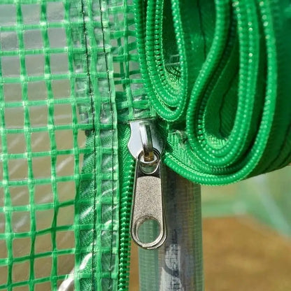 26.2 ft x 9.7 ft Outdoor Walk-in Greenhouse with Green PE Cover and Steel Frame - Greenhouse