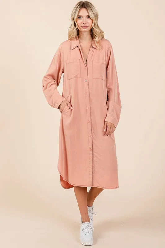 Mittoshop Button Down Long Sleeve Shirt Dress