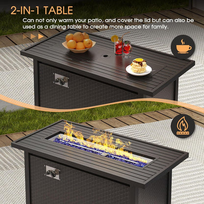 8 Piece Patio Furniture Set with Firepit and Cushions-3