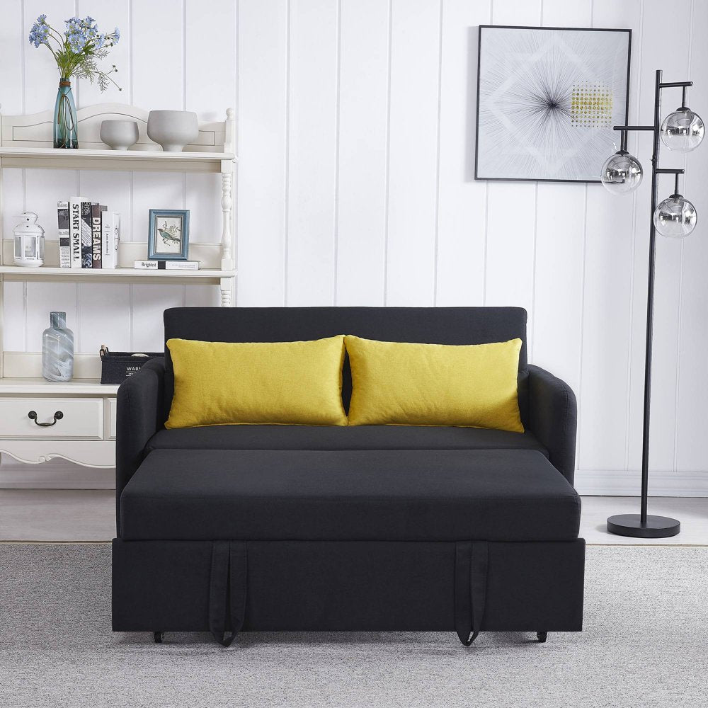 Convertible Loveseat with Pull Out Bed - Black-1