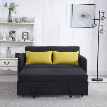 Convertible Loveseat with Pull Out Bed - Black-1