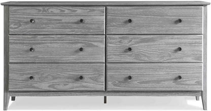 Greenport 6-Drawer Bedroom Dresser, Solid Wood with a Brushed Driftwood Finish-4
