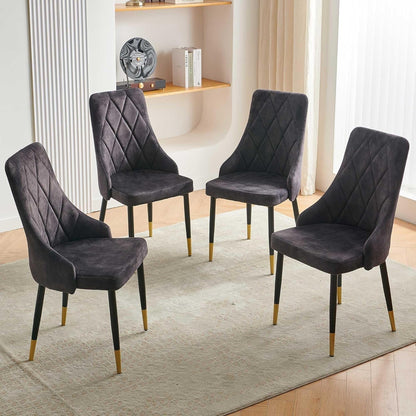 Upholstered Velvet Dining Chair Set of 4, Smoky Gray Armless Side Chair with Metal Legs for Home Kitchen-0