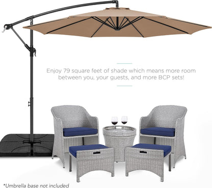 10Ft Offset Hanging Market Patio Umbrella W/Easy Tilt Adjustment, Polyester Shade, 8 Ribs for Backyard, Poolside, Lawn and Garden-1