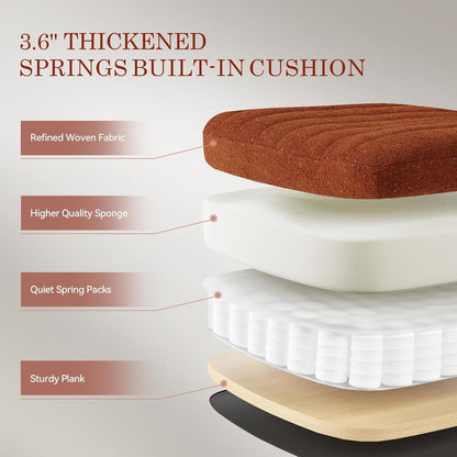 Criss Cross Chair with Locking Wheels, Preminum Fabric and Pocket Spring Cushion, Adjustable Swivel Wide Seat Computer Chair, Morden Design Vanity Chair Orange-2