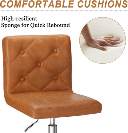 PU Leather Mid-Back Armless Desk Chair Adjustable Height 360° Rolling Swivel for Home Office Work-3