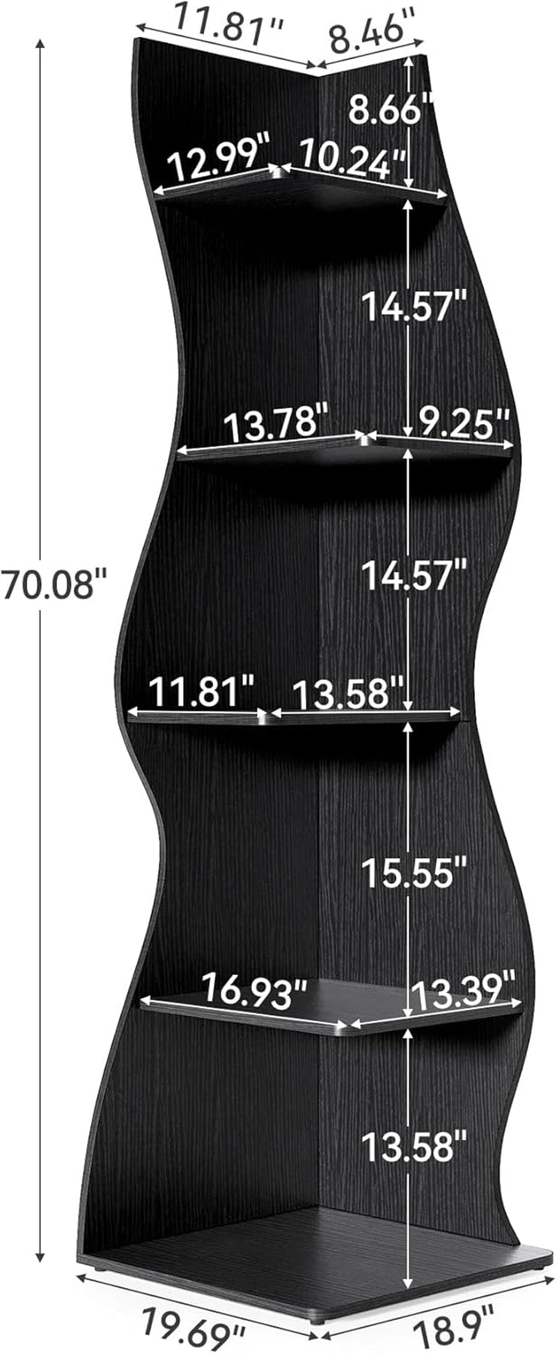 White 5 Tier Corner Shelf Wall Bookcase Small Spaces-2