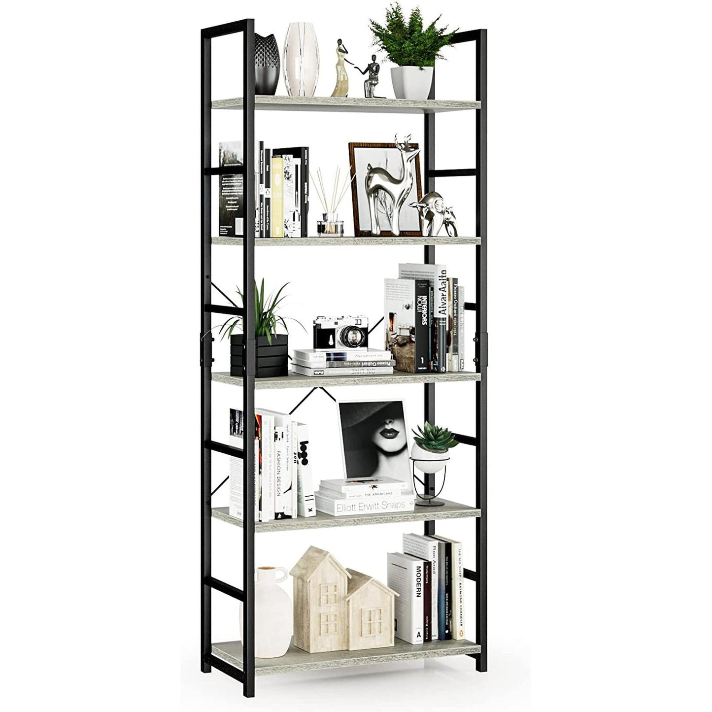 Modern 5-Tier Bookshelf for Home Office and Living Room-1