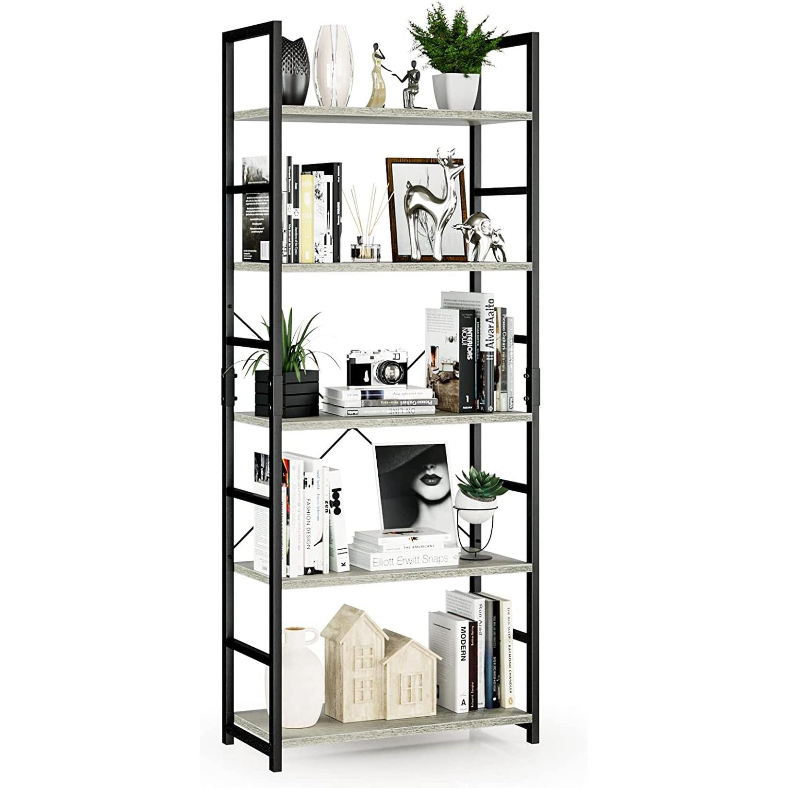 Modern 5-Tier Bookshelf for Home Office and Living Room-1