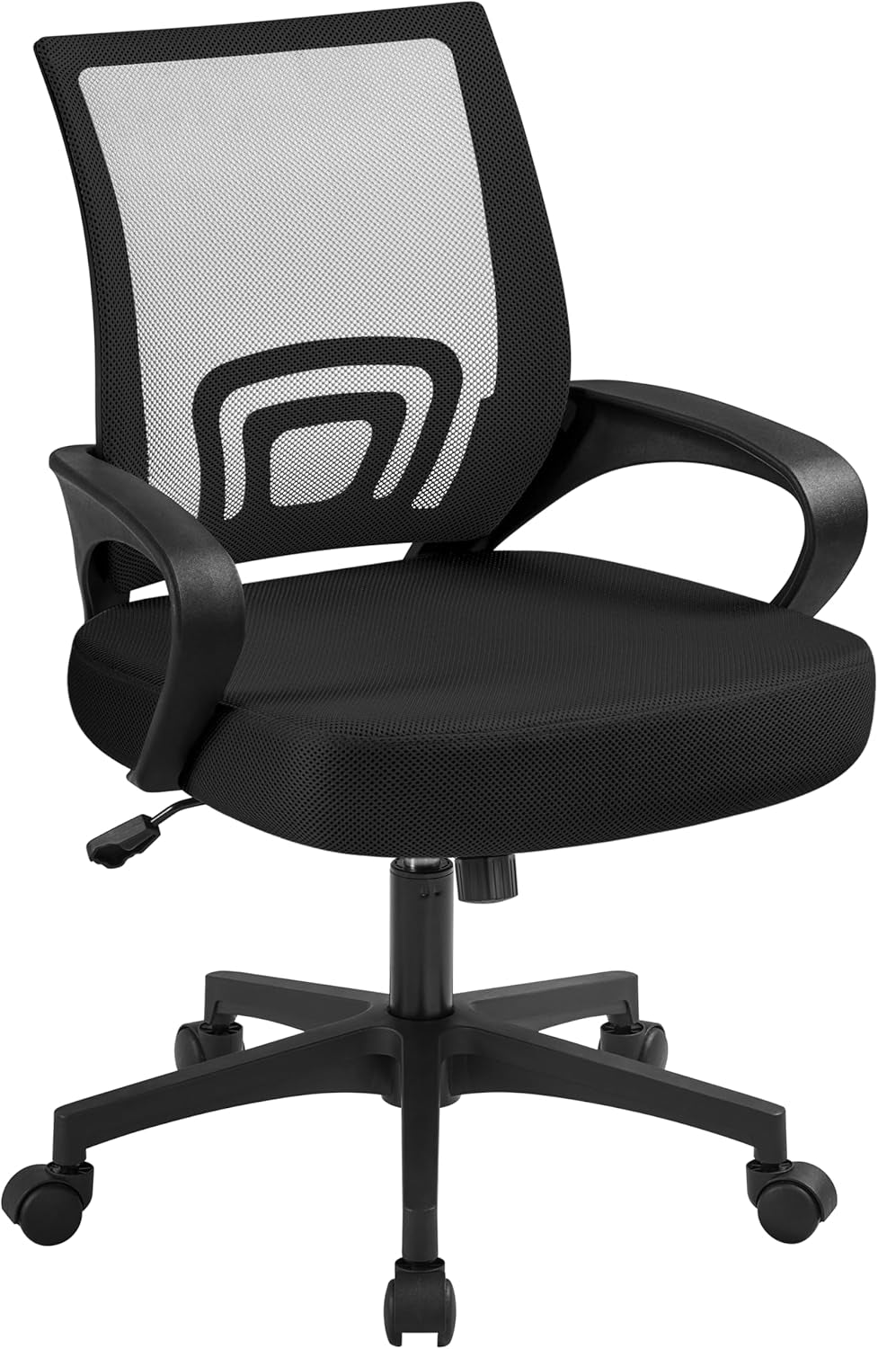 Office Chair Ergonomic Computer Chair Mid Back Adjustable Desk Chair with Lumbar Support Armrest, Swivel Rolling Mesh Task Gaming Chair for Home Office Work Study, Black-0