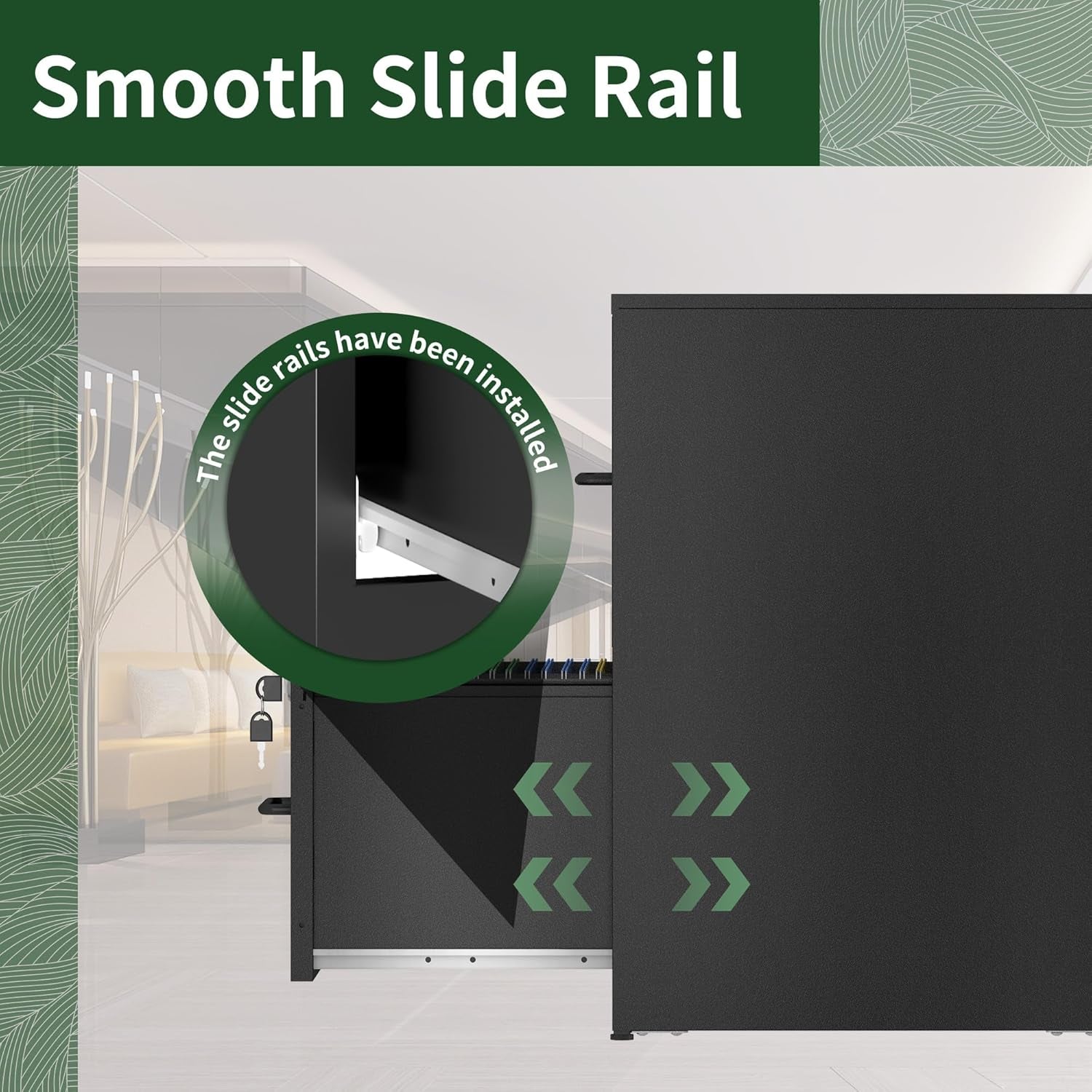 2 Drawer File Cabinet with Lock, Vertical Filing Cabinet for Home Office, Heavy Duty Storage Cabinet for Letter Size, Assembly Required(Black)-4