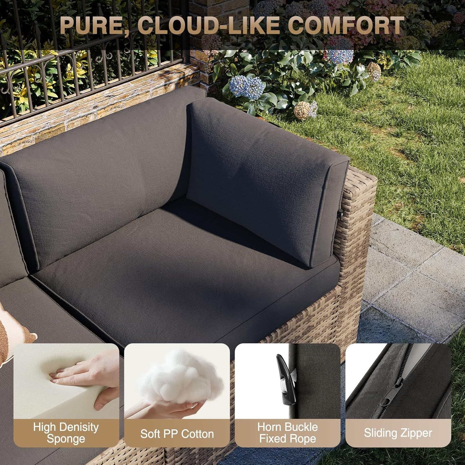 Outdoor Patio Furniture Set with Firepit Table and Cushions-3