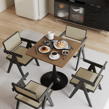 Walnut Finish Tulip Contemporary Dining Table Couple-3