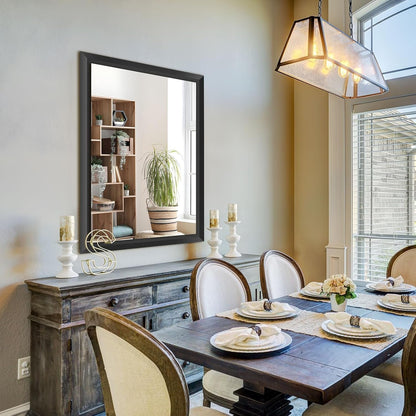 Black Bathroom Mirror, 40X32 Inch Thick Metal Framed Wall Mirrors for Vanity, Bedroom, Living Room, Entryway, Rectangle Wall-Mounted Mirrors(Horizontal/Vertical).-4