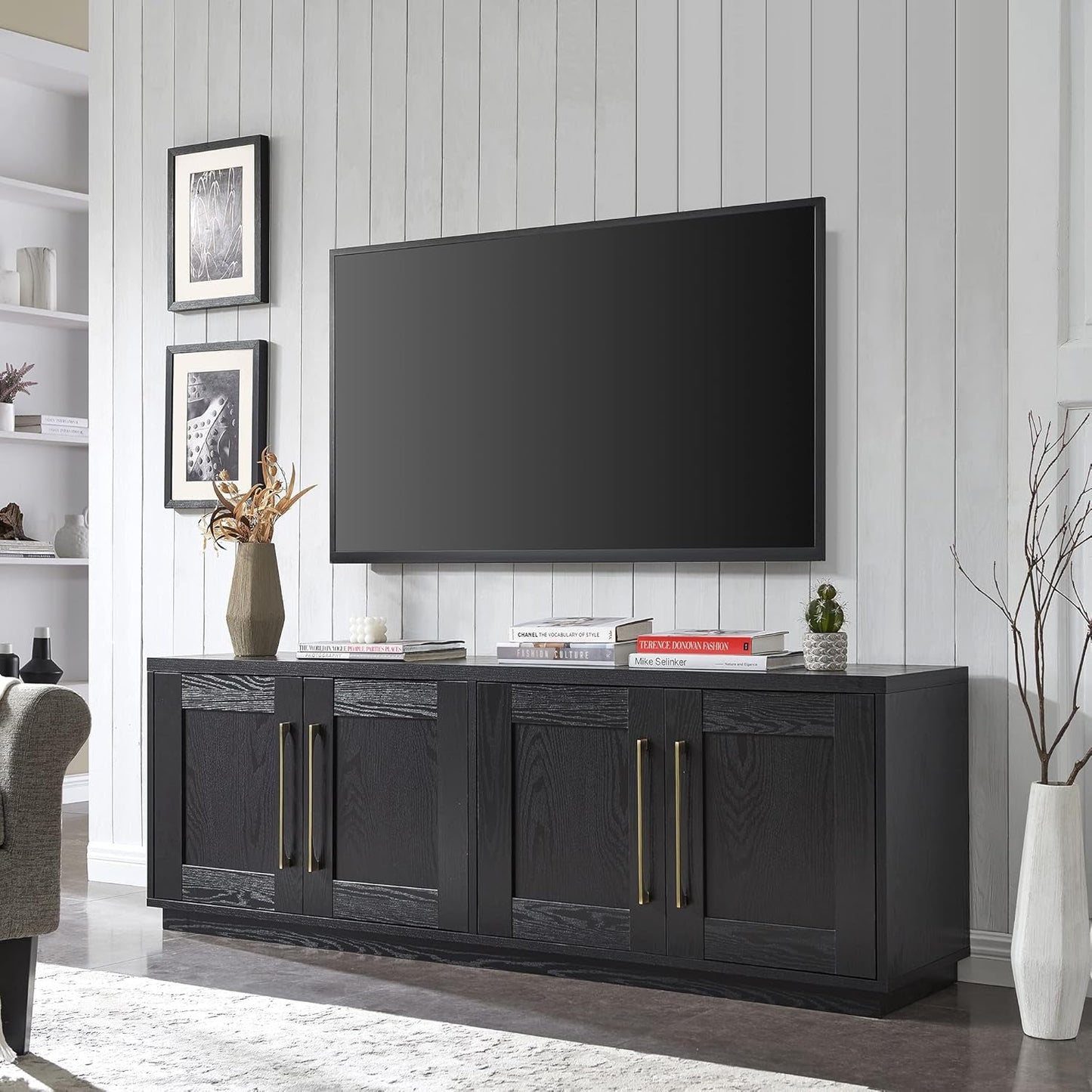 Tillman Rectangular TV Stand for Tv'S up to 80" in Black Grain-4