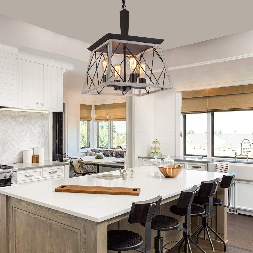 4-Light Farmhouse Vintage Chandelier Rustic Orb White-0