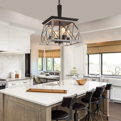 4-Light Farmhouse Vintage Chandelier Rustic Orb White-0