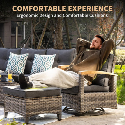 Outdoor Rattan Patio Furniture Set with Swivel Rockers-1