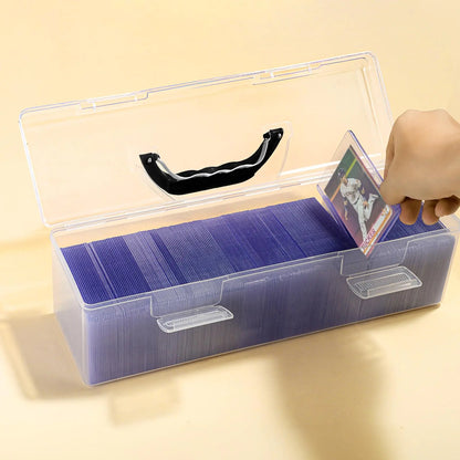 Premium Storage Box for Toploader - Large for 200+ Toploaders or 1000+ Trading Cards Portable Sports Card Storage Boxes for Collectible Gaming Trading Cards Clear Design Wide Applications(Black)